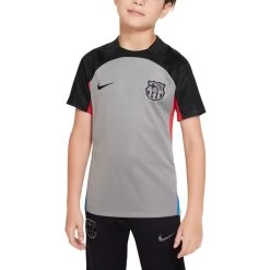 Nike FC Barcelona Strike Dri-FIT Kurzarm-Fußballoberteil Kinder Grau Schwarz