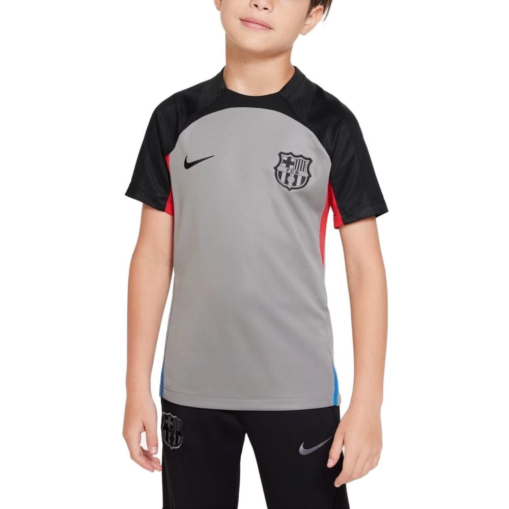 Nike FC Barcelona Strike Dri-FIT Kurzarm-Fußballoberteil Kinder Grau Schwarz