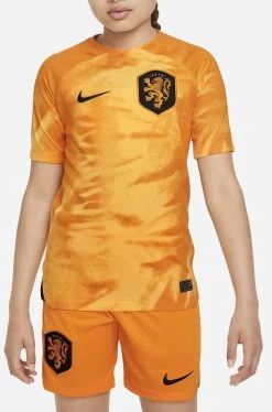Nike Niederlande Heimtrikot 2022 2023 Kinder Orange Schwarz
