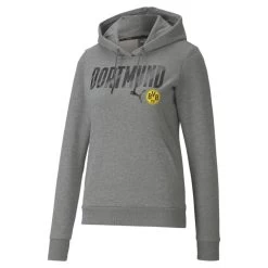 Puma Borussia Dortmund FtblCore Wording Hoodie Damen Grau Gelb