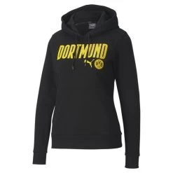 Puma Borussia Dortmund FtblCore Wording Hoodie Damen Schwarz Gelb