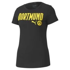 Puma Borussia Dortmund FtblCore Wording T-Shirt Damen Schwarz Gelb