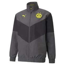 Puma Borussia Dortmund Prematch Fußballjacke 21/22 Grau Schwarz Herren